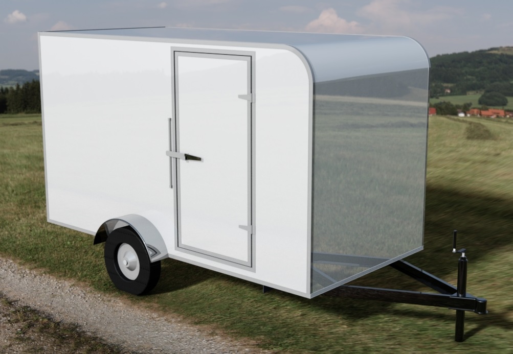 6ft x 12ft Enclosed Cargo Trailer - Rounded Front Roof 3D CAD Model