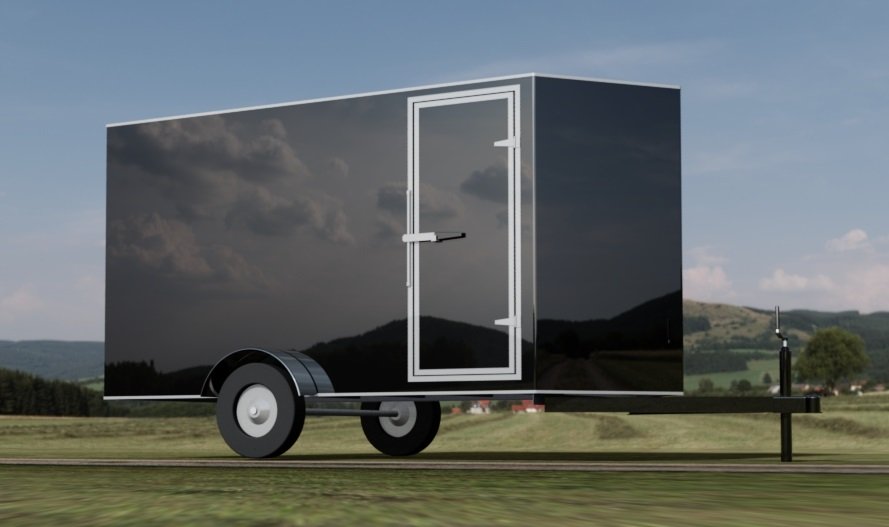 6ft x 12ft Enclosed Cargo Trailer - V-Nose 3D CAD Model